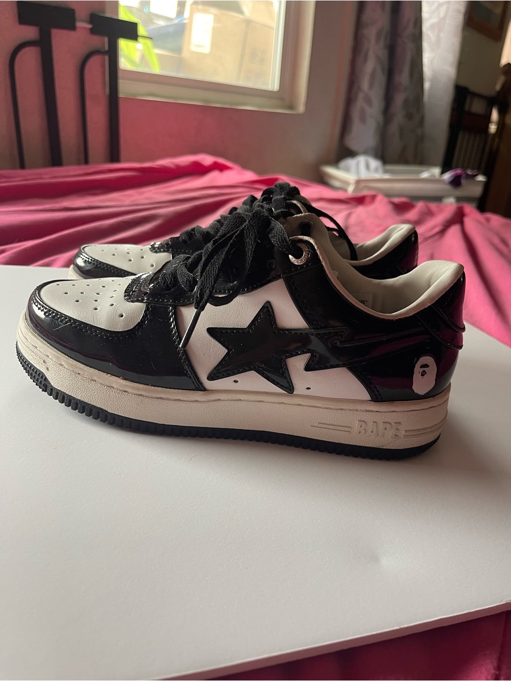Bape Kids Black & White Sta-Style Low Top Sneakers